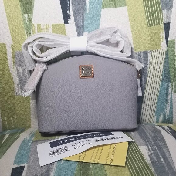 Dooney & Bourke Kirby Robin Crossbody Pebbled Leather Shoulder Purse Smoke Gray